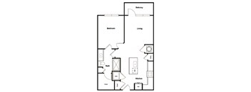 1 Bedroom 1 Bathroom Floor Plan at Elevate West Village, Smyrna
