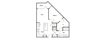 1 Bedroom 1 Bath Floor Plan at Elevate West Village, Smyrna, 30080