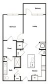 1 Bed 1 Bath Floor Plan 1 Bed 1 Bath Floor Plan at Elevate West Village, Georgia