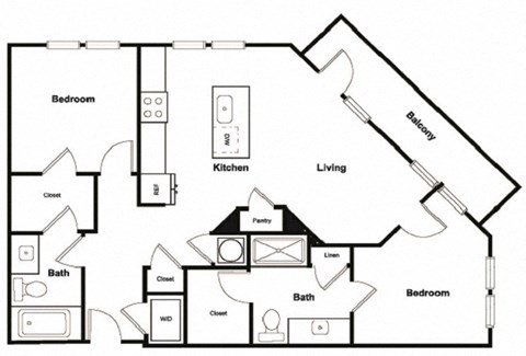 B1 2 Bed 2 Bath Floor Plan at Elevate West Village, Smyrna, GA, 30080