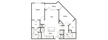 B2 2 Bedroom 2 Bathroom Floor Plan at Elevate West Village, Smyrna, GA
