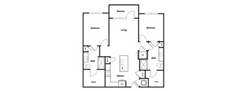 2 Bed 2 Bath Floor Plan at Elevate West Village, Smyrna, 30080