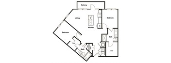 B6 2 Bedroom 2 Bathroom Floor Plan at Elevate West Village, Georgia