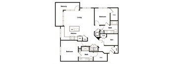 2 Bedroom 2 Bathroom Floor Plan at Elevate West Village, Smyrna, GA, 30080