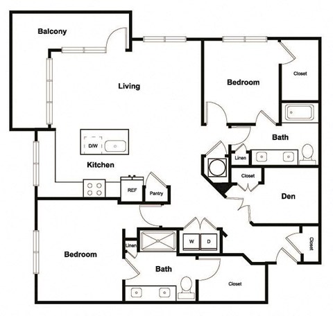 2 Bedroom 2 Bathroom Floor Plan at Elevate West Village, Smyrna, GA, 30080