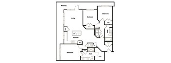 3 Bed 2 Bath Floor Plan at Elevate West Village, Smyrna, GA