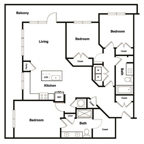 3 Bed 2 Bath Floor Plan at Elevate West Village, Smyrna, GA