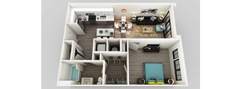 1 Bed 1 Bath Floor Plan at Edison on the Charles, Massachusetts, 02453