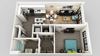 1 Bed 1 Bath Floor Plan 1 Bed 1 Bath Floor Plan at Edison on the Charles, Massachusetts, 02453