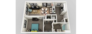 1 Bed 1 Bath Floor Plan at Edison on the Charles, Waltham, MA