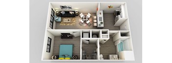 One Bed One Bath Floor Plan at Edison on the Charles, Waltham