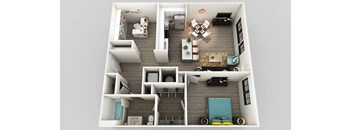 One Bed One Bath Floor Plan at Edison on the Charles, Waltham