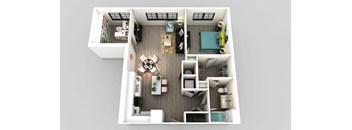 One Bed One Bath Floor Plan at Edison on the Charles, Massachusetts