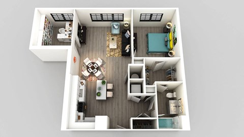 One Bed One Bath Floor Plan at Edison on the Charles, Massachusetts