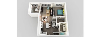 One bedroom One bathroom Floor Plan at Edison on the Charles, Waltham, Massachusetts