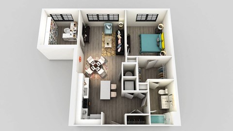 One bedroom One bathroom Floor Plan at Edison on the Charles, Waltham, Massachusetts