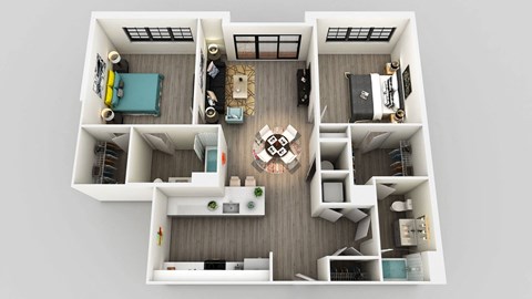 Two Bed Two Bath Floor Plan at Edison on the Charles, Waltham, MA, 02453