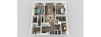 2 Bedroom 2 Bathroom Floor Plan at Edison on the Charles, Waltham