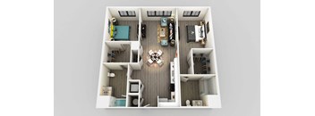 Two Bed Two Bath Floor Plan at Edison on the Charles, Massachusetts