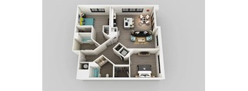 2 Bedroom 2 Bathroom Floor Plan at Edison on the Charles, Waltham, 02453