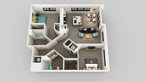 2 Bedroom 2 Bathroom Floor Plan at Edison on the Charles, Waltham, 02453