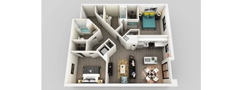 2 Bedroom 2 Bathroom Floor Plan at Edison on the Charles, Waltham, MA