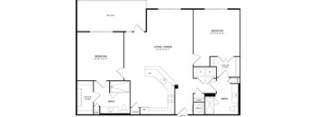 A black and white image of a house floor plan.