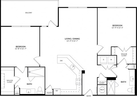 A black and white image of a house floor plan.