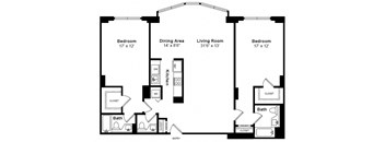 Flatiron floor plan at Windsor at Mariners, Edgewater, NJ