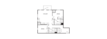 A floor plan of an apartment with two bedroom and two bathroom