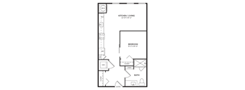 One bedroom apartment with one bathroom featuring a stand up shower