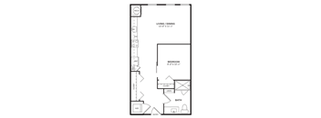 One bedroom apartment with one bathroom and additional closet space