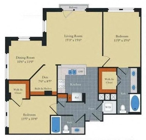 Floorplan at Halstead Tower by Windsor, 4380 King Street, VA 22302