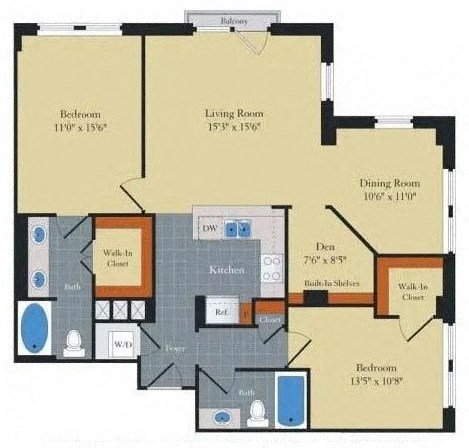 Floorplan at Halstead Tower by Windsor, 4380 King Street, VA 22302