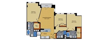 Floorplan at Halstead Tower by Windsor, 4380 King Street, VA 22302