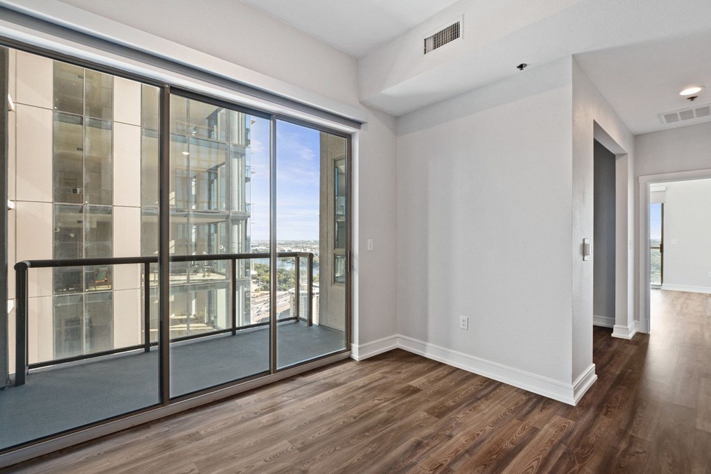 Vinyl plank flooring with large windows