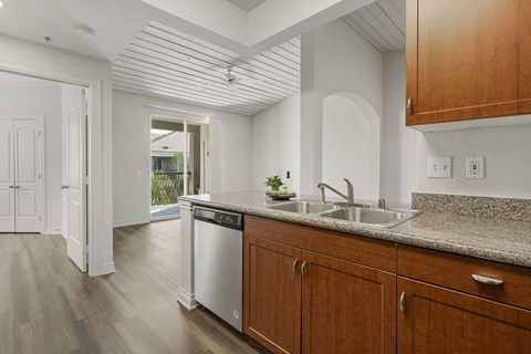 Kitchen space at Windsor Main Place, Orange, California