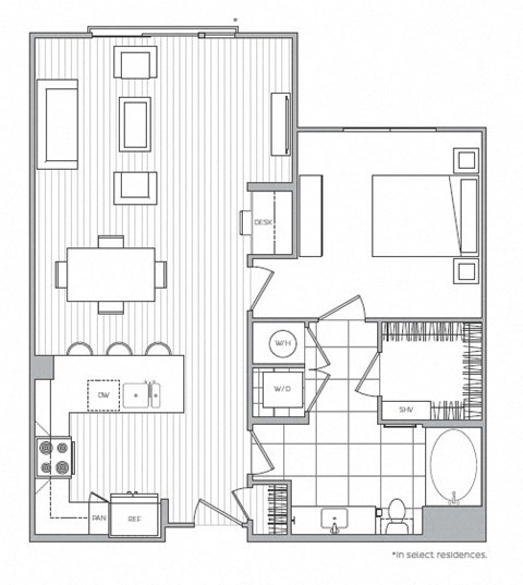 E Floor Plan at Windsor Mystic River, Medford, MA, 02155