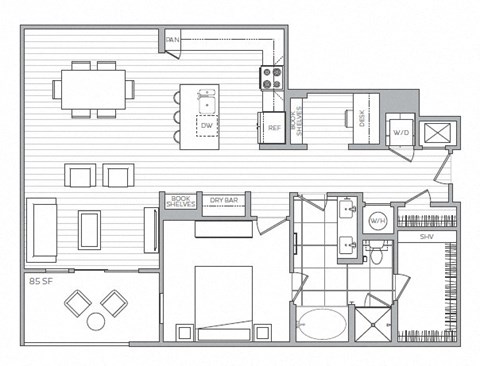H Floor Plan at Windsor Mystic River, Medford