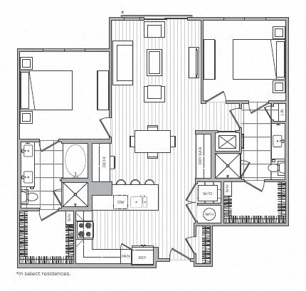 K Floor Plan at Windsor Mystic River, Medford, MA, 02155