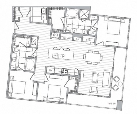 R Floor Plan at Windsor Mystic River, Massachusetts, 02155