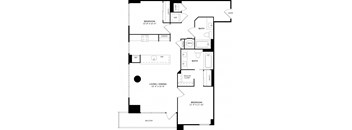 A black and white image of a floor plan for a home.