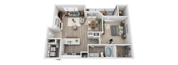 1 bedroom 1 bathroom floor plan E at Windsor Addison Park, Charlotte, NC, 28269