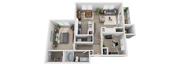 1 bedroom 1 bathroom floor plan J at Windsor Addison Park, North Carolina