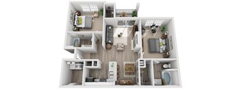 2 bedroom 2 bathroom floor plan A at Windsor Addison Park, Charlotte, 28269