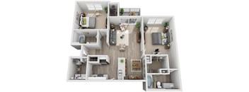 2 bedroom 2 bathroom floor plan C at Windsor Addison Park, Charlotte