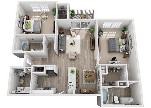 2 bedroom 2 bathroom floor plan C at Windsor Addison Park, Charlotte