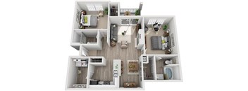 2 bedroom 2 bathroom floor plan E at Windsor Addison Park, North Carolina, 28269