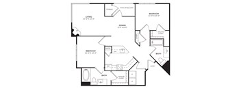 A black and white image of a floor plan for a home.