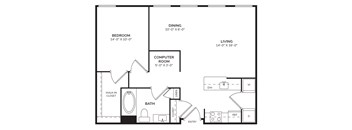 A black and white image of a floor plan for a home.